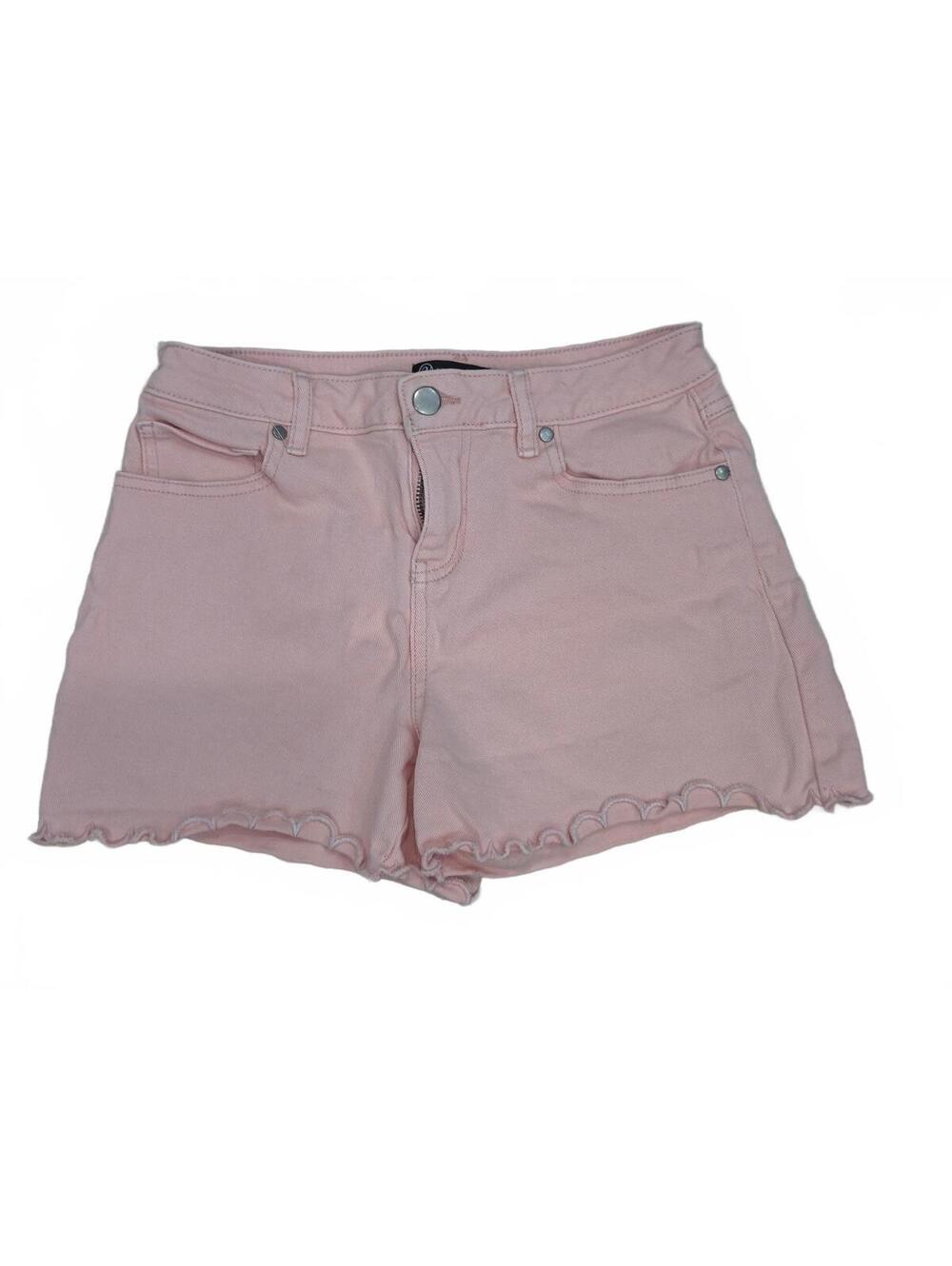 Versona Modern Pink Scalloped Hem Stretch Denim Shorts Womens Size 4
